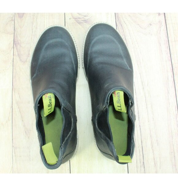 LL Bean Wellie Sport Black Rubber Pull On Waterproof Chelsea Boots Size 11.5 M - Picture 7 of 9